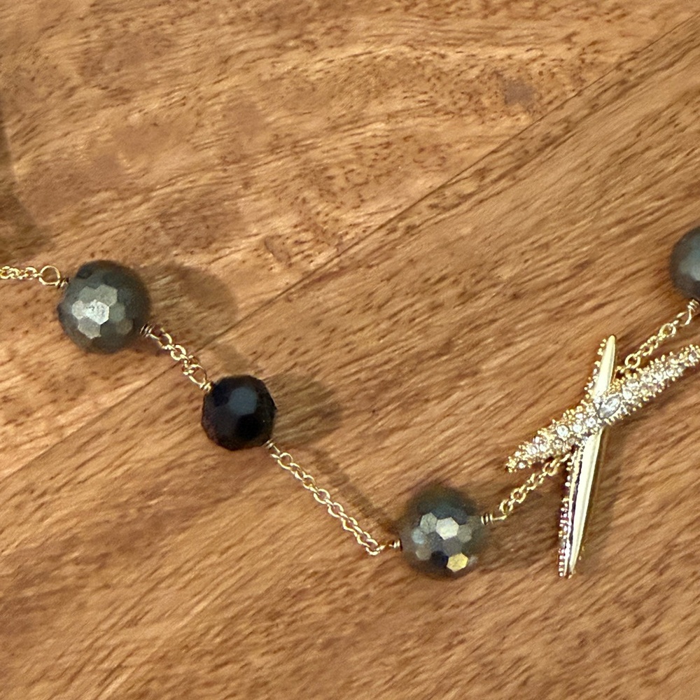 Alexis Bittar Black and Gold Crystal Futuristic Lucite Archive Necklace NWT - Picture 11 of 12